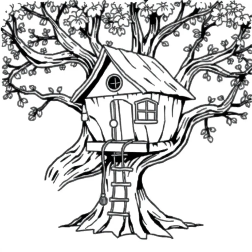 Treehouse coloring page