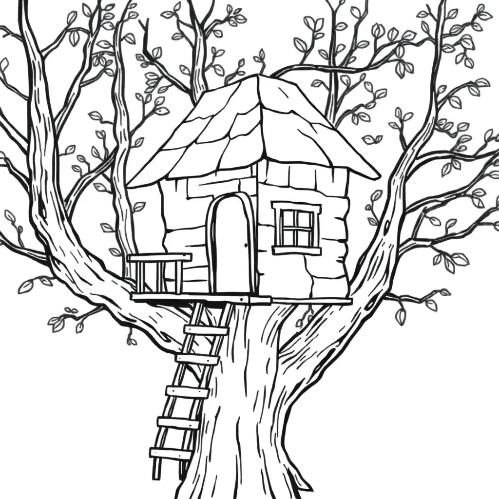 Treehouse coloring page