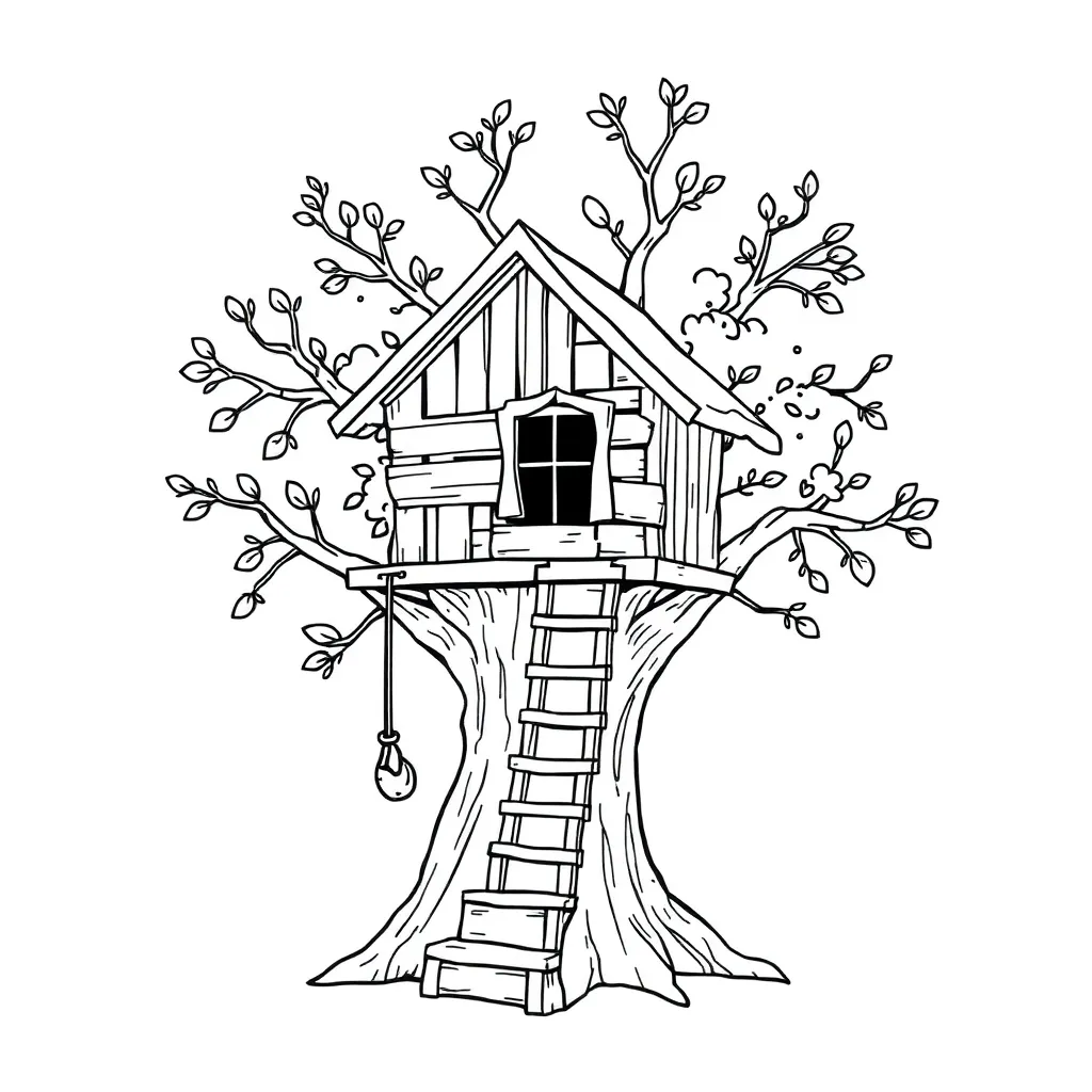 Treehouse coloring page
