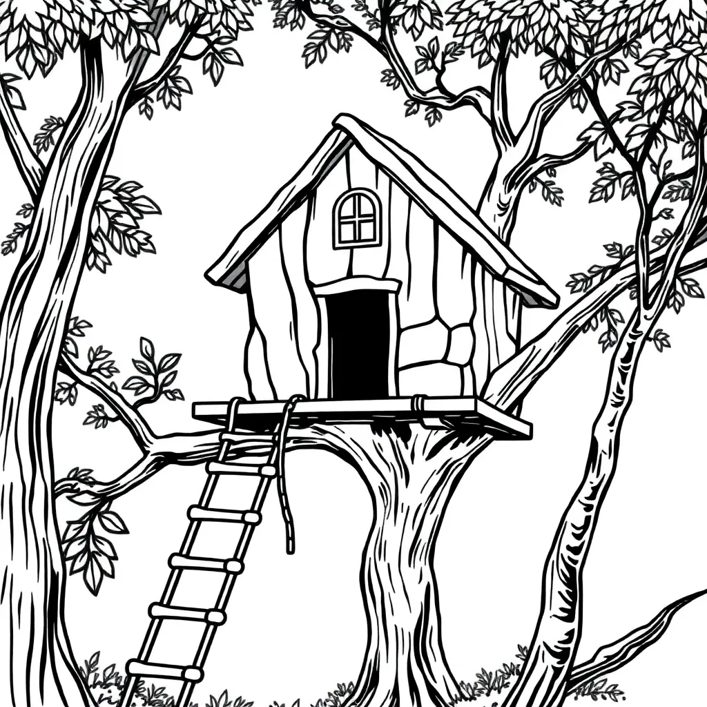 Treehouse coloring page