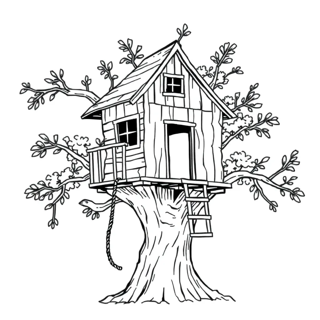 Treehouse coloring page