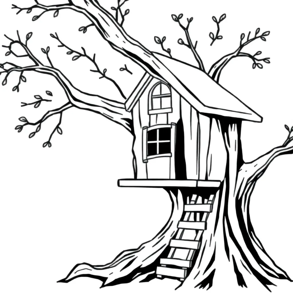 Treehouse coloring page