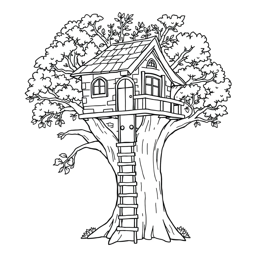 Treehouse coloring page