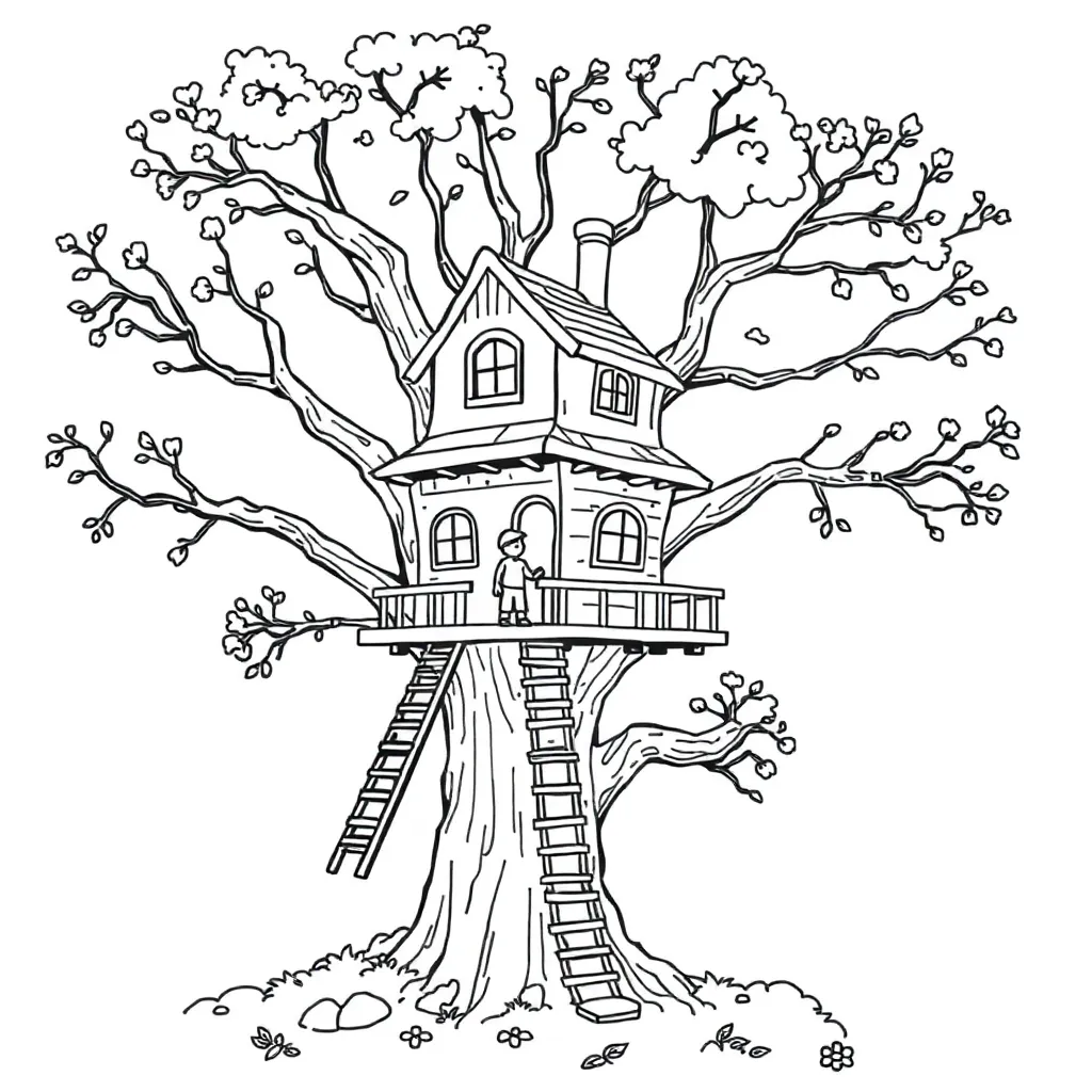 Treehouse coloring page
