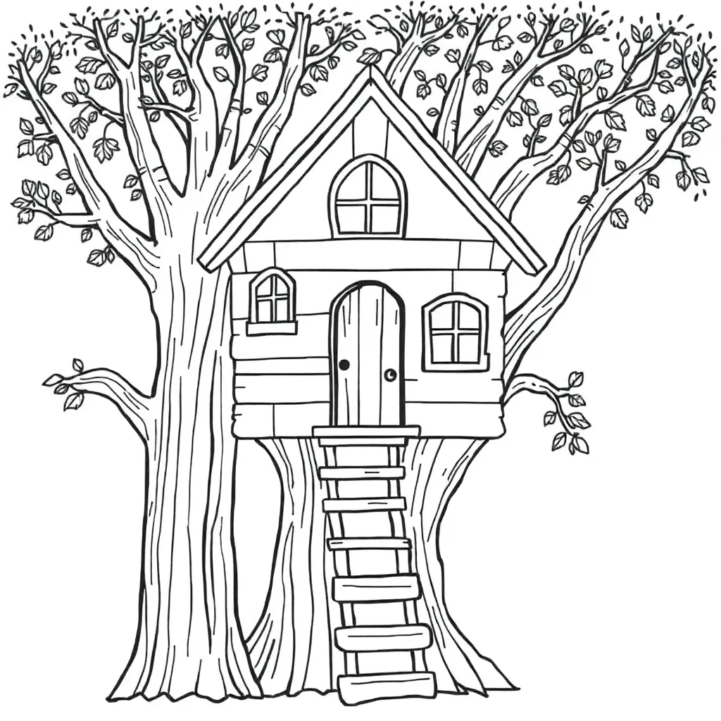 Treehouse coloring page
