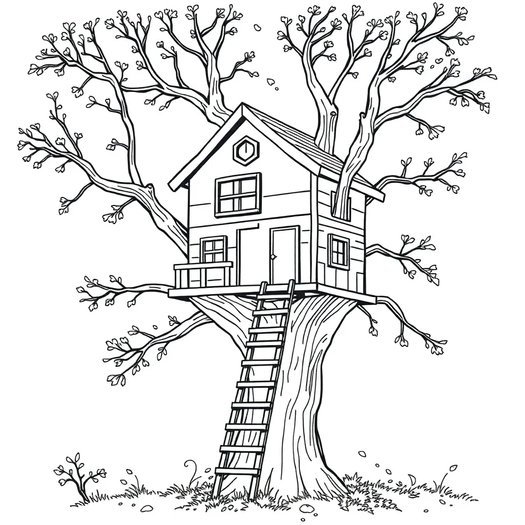Treehouse coloring page