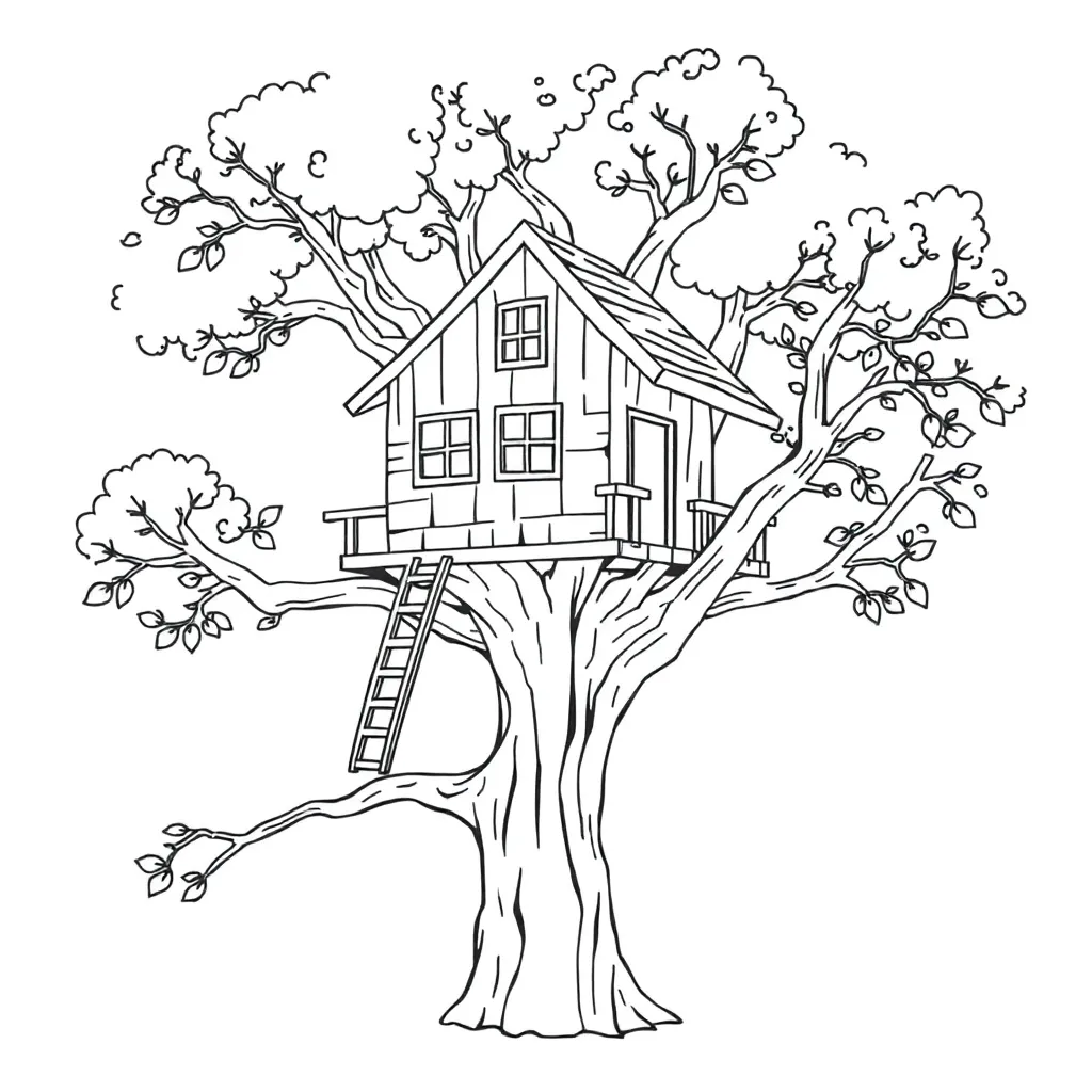 Treehouse coloring page