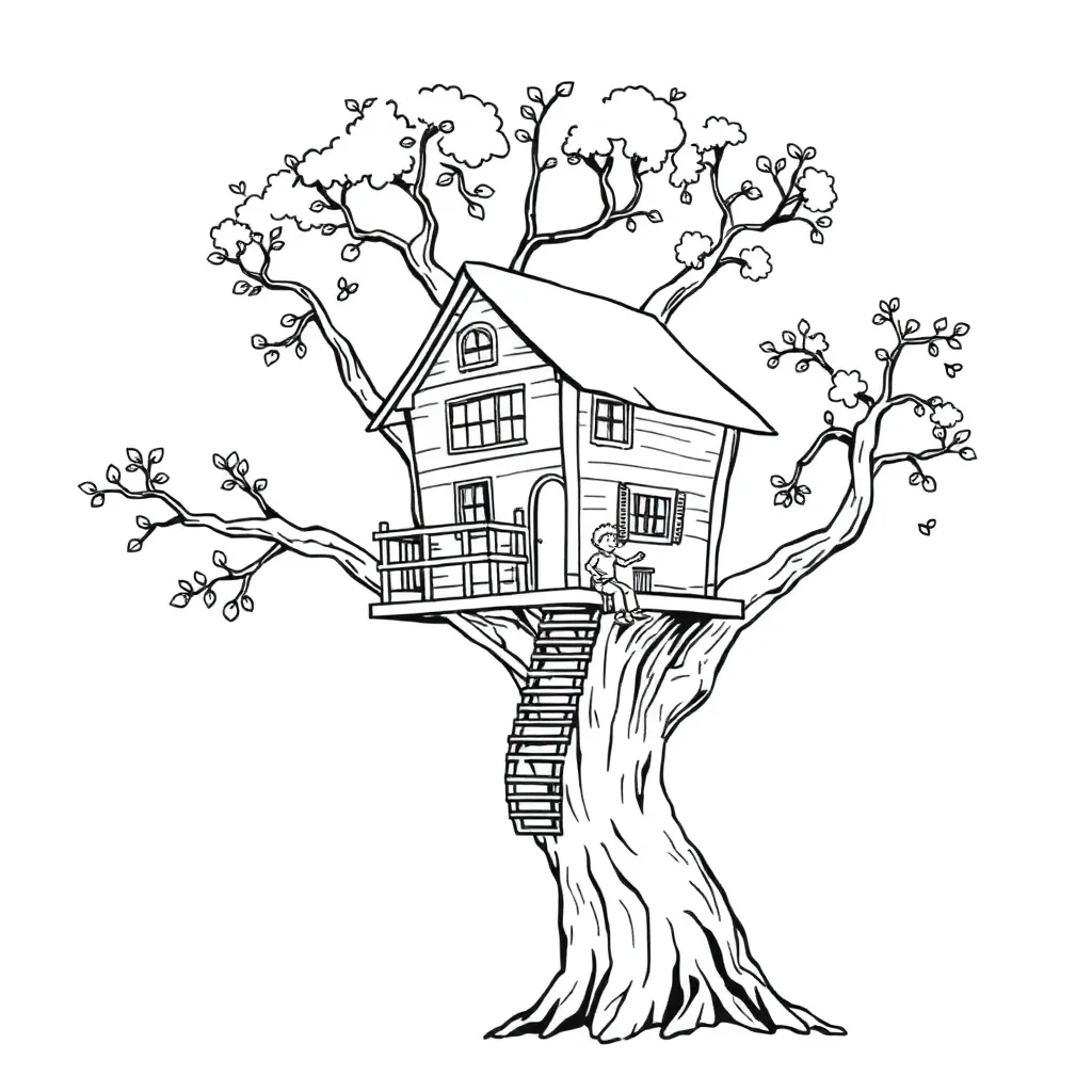 Treehouse coloring page