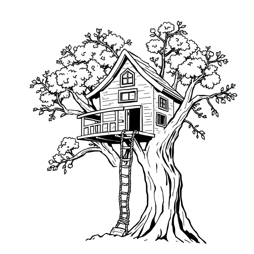 Treehouse coloring page