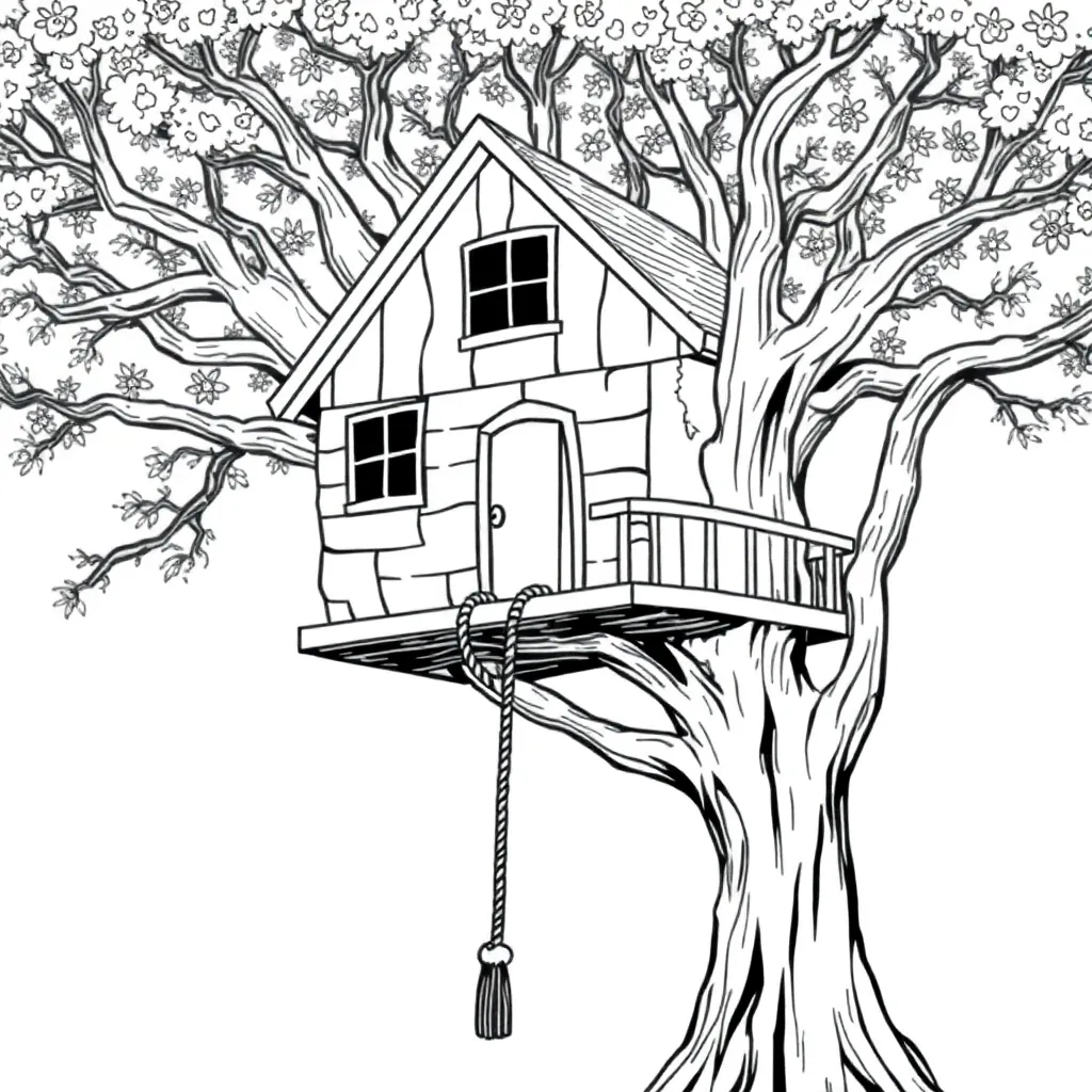 Treehouse coloring page