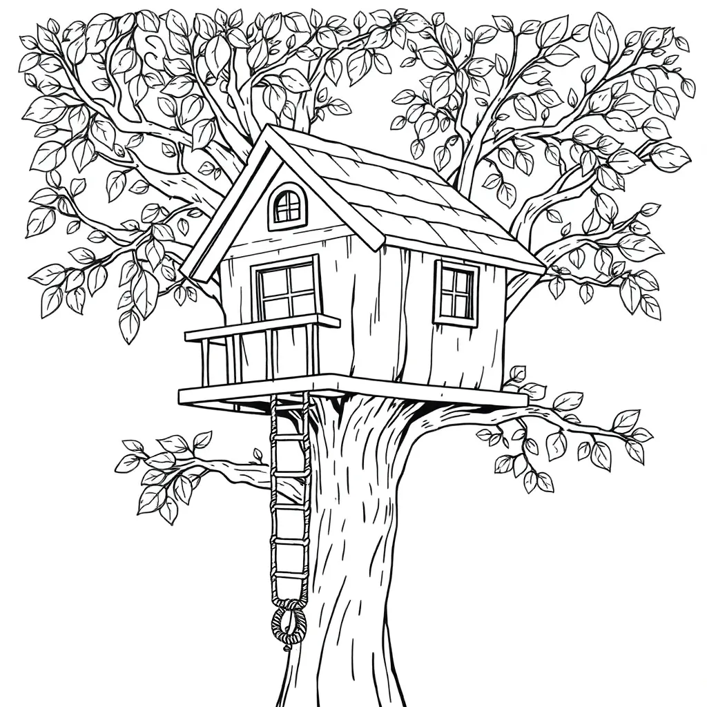 Treehouse coloring page