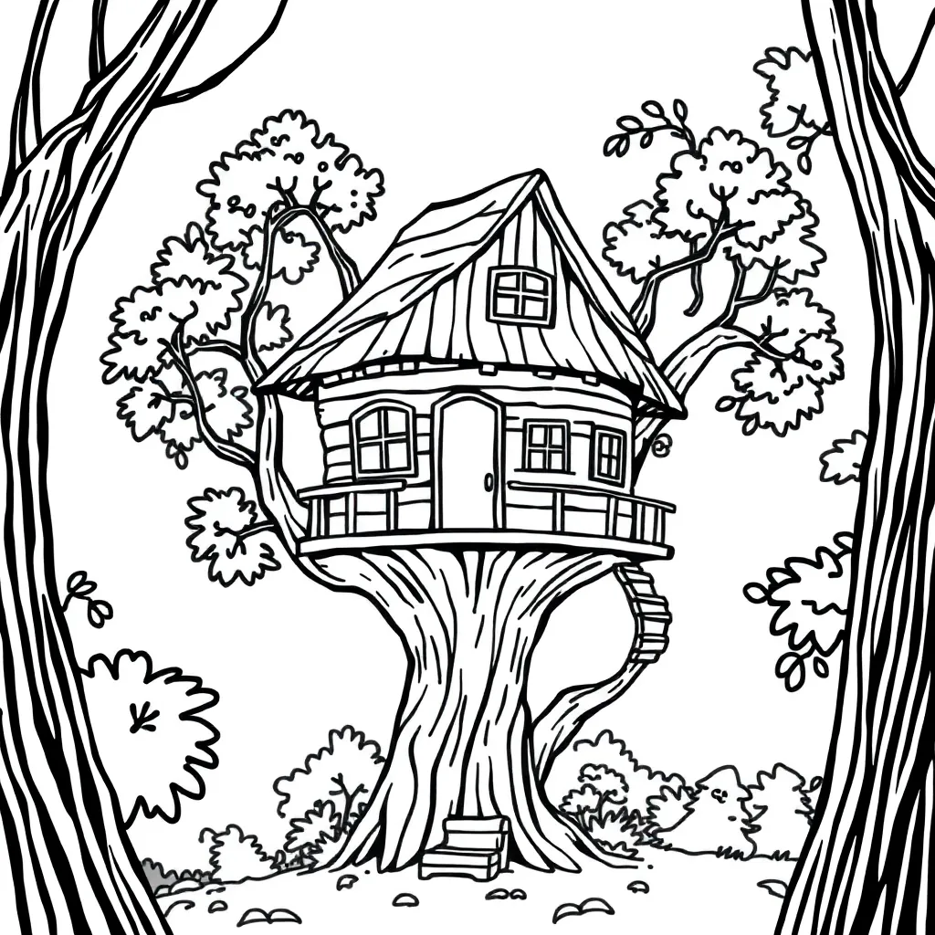 Treehouse coloring page