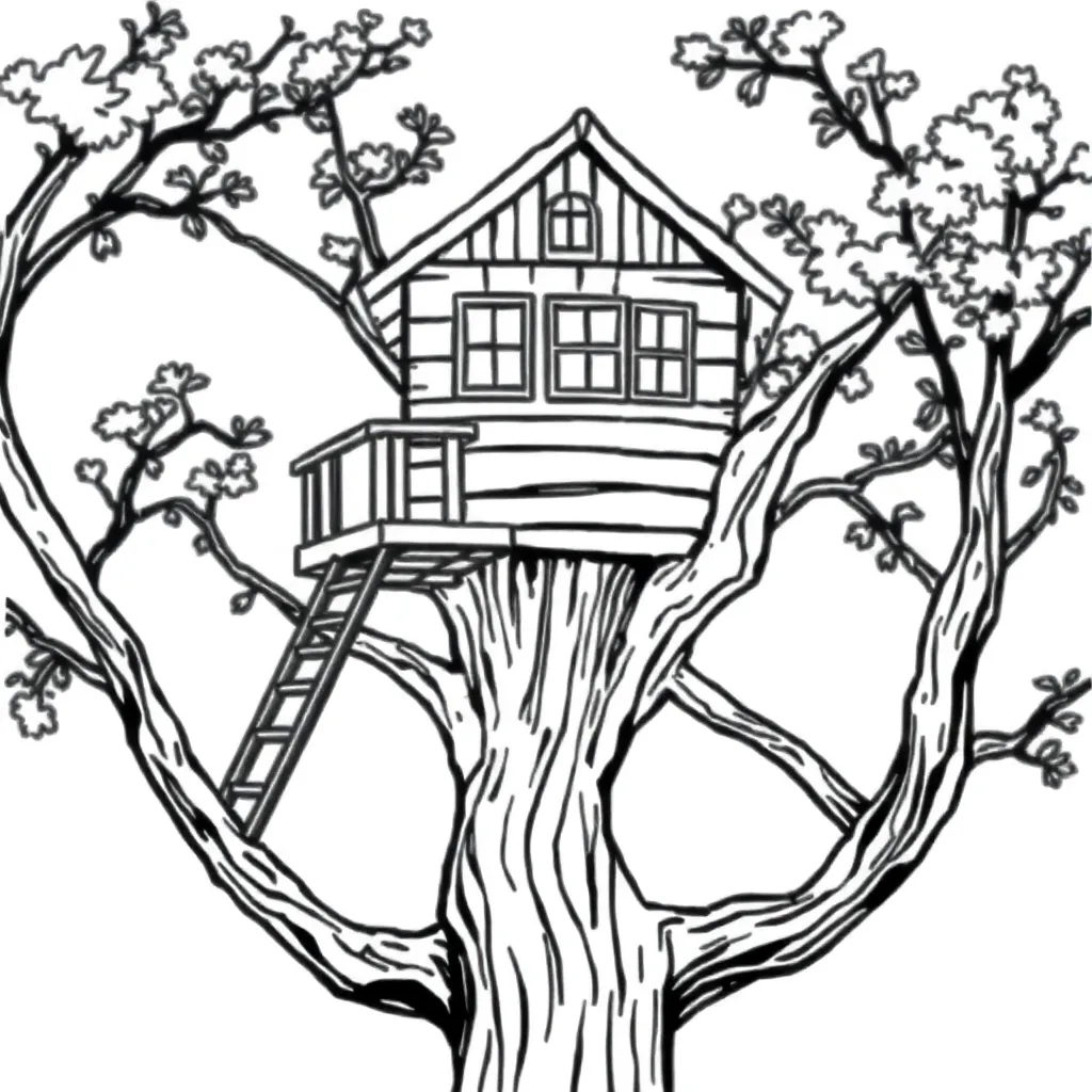 Treehouse coloring page
