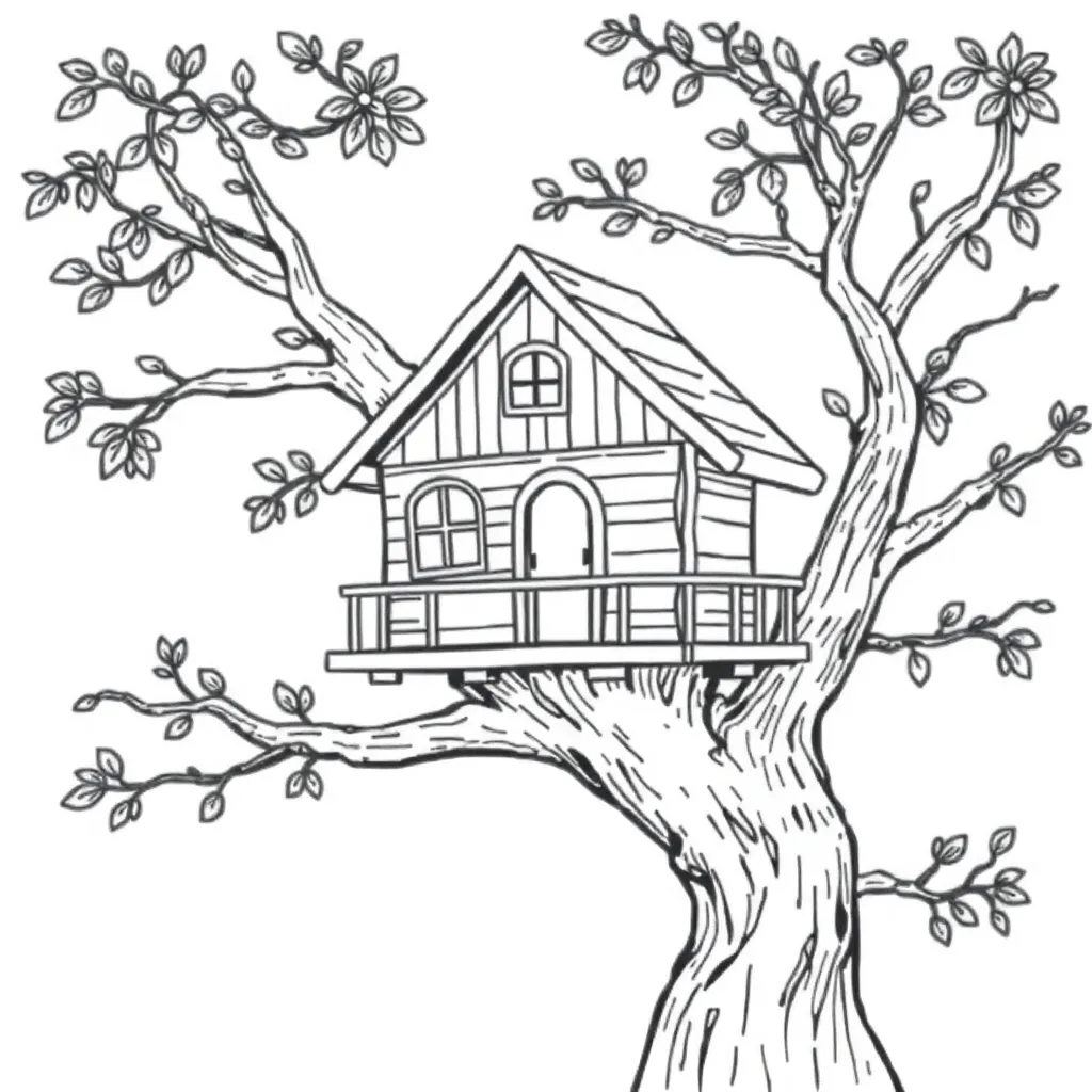 Treehouse coloring page