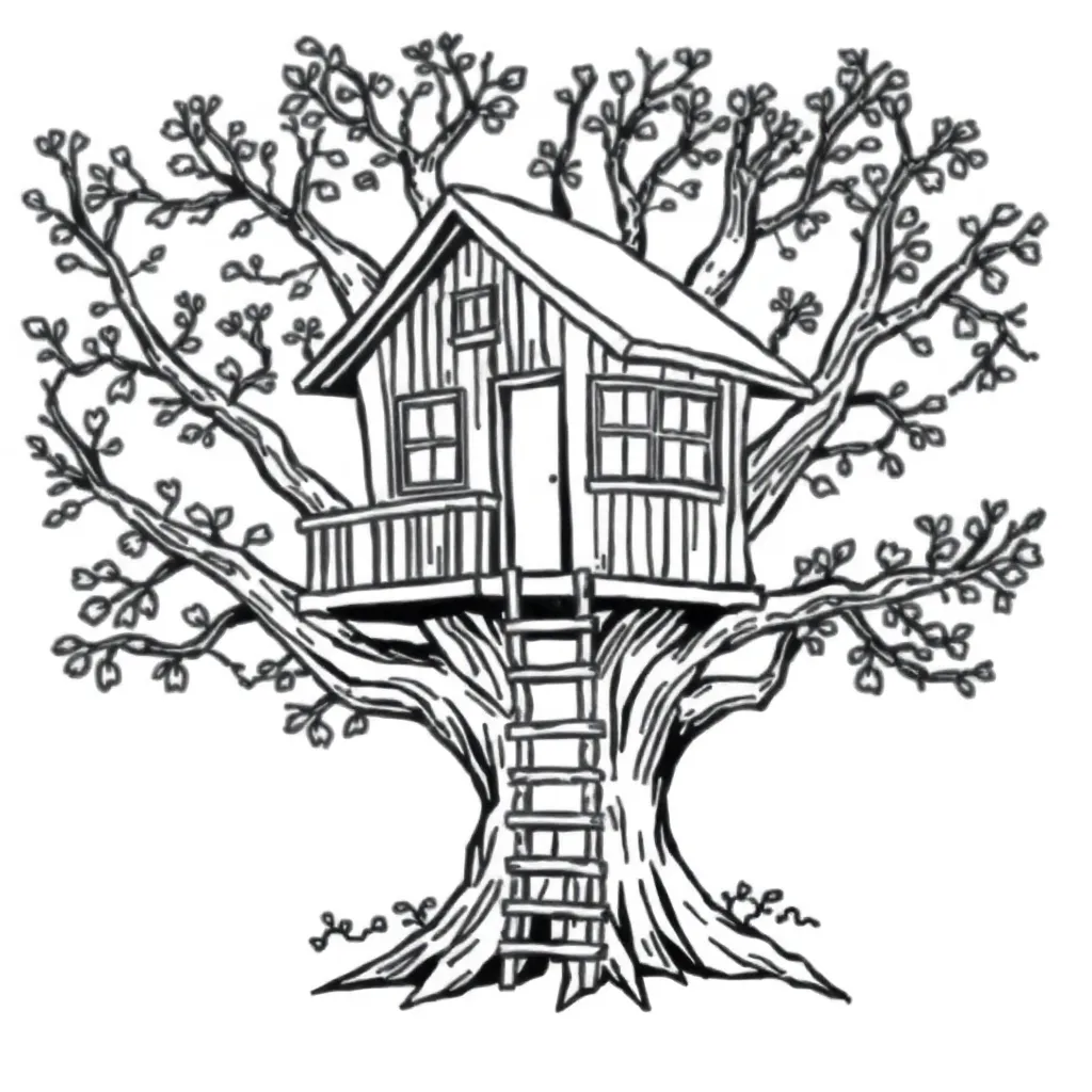 Treehouse coloring page