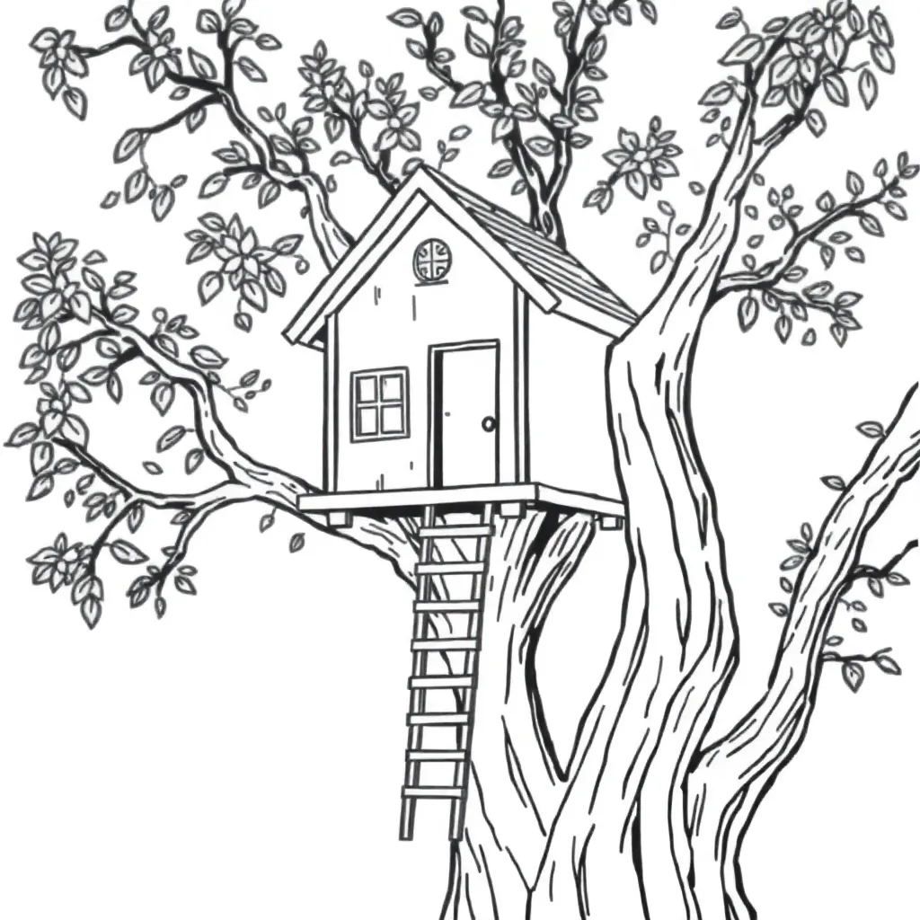 Treehouse coloring page