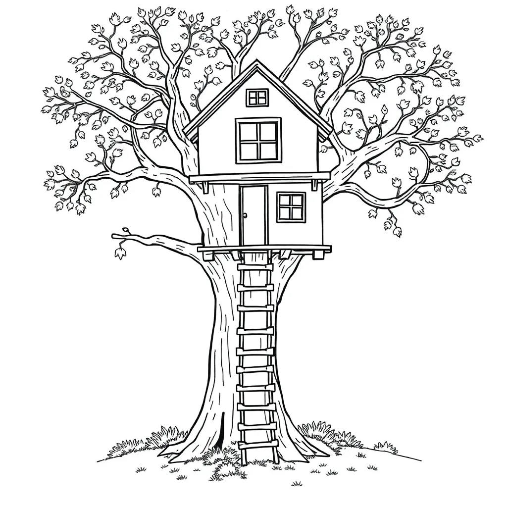 Treehouse coloring page