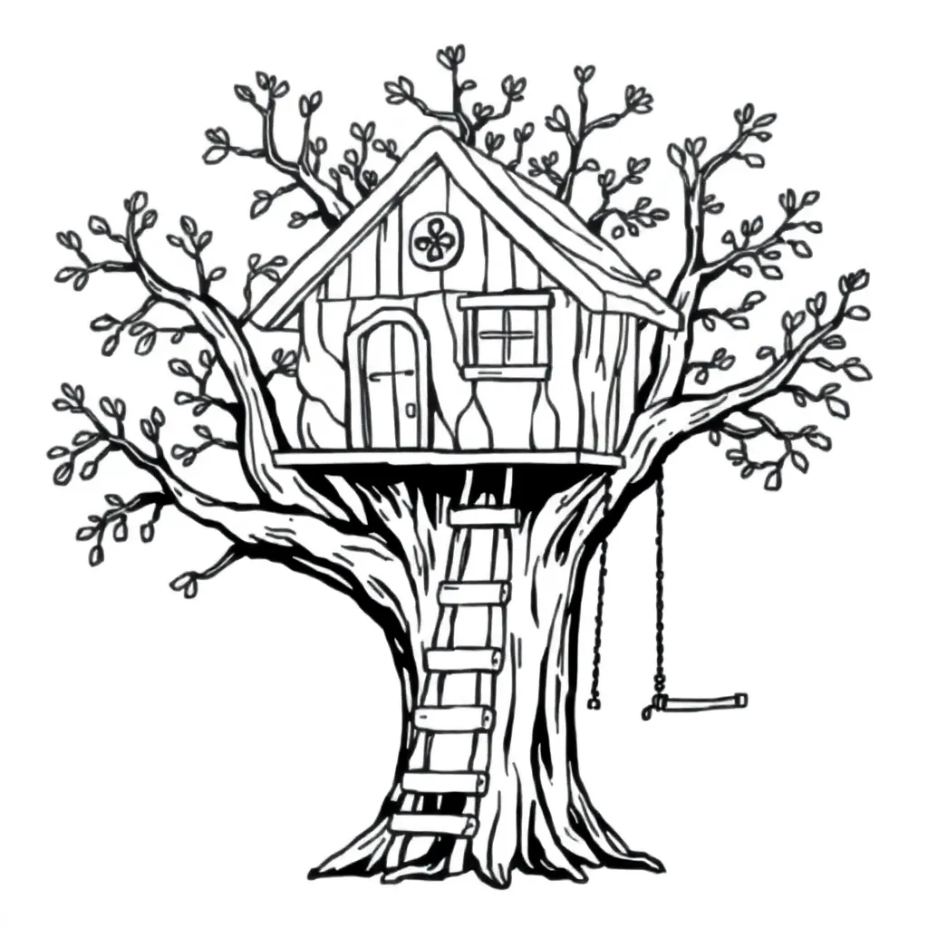Treehouse coloring page