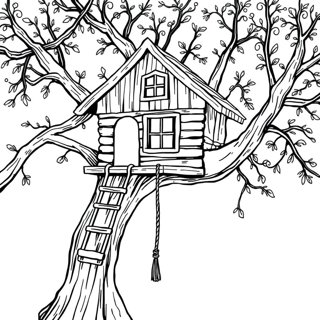 Treehouse coloring page