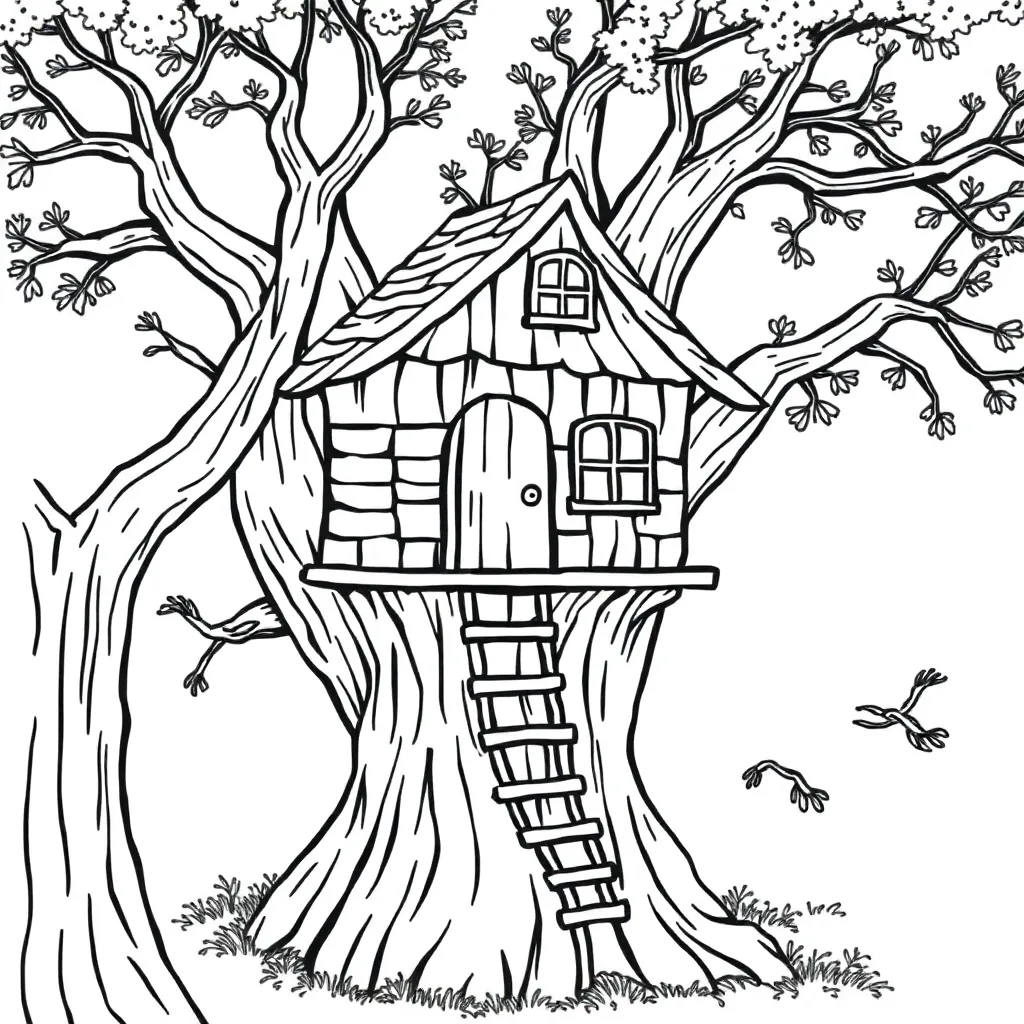 Treehouse coloring page