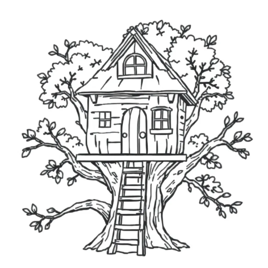 Treehouse coloring page