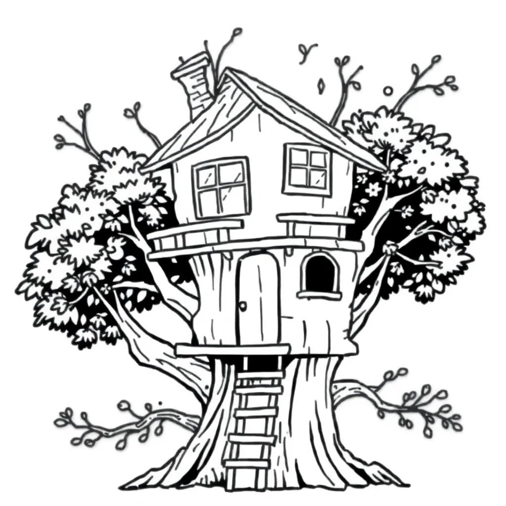 Treehouse coloring page