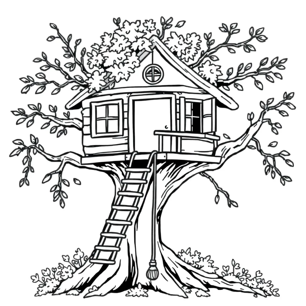 Treehouse coloring page
