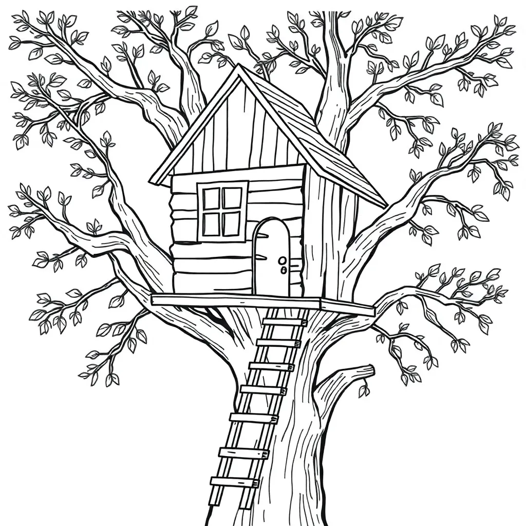 Treehouse coloring page