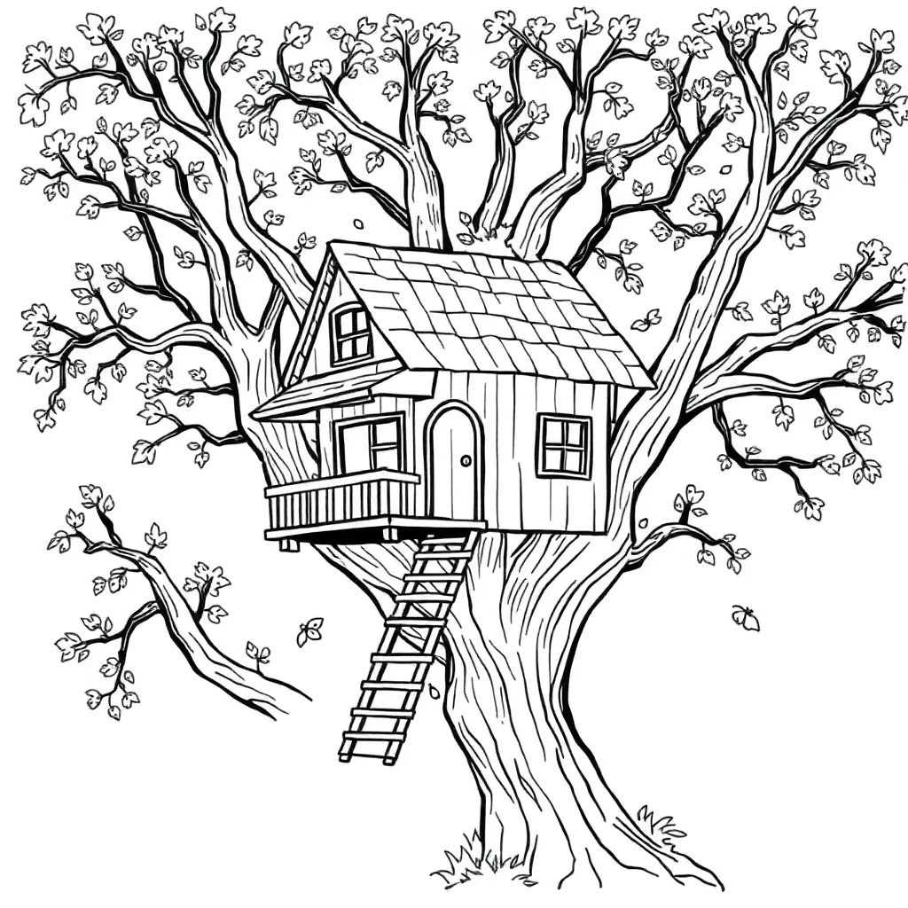 Treehouse coloring page
