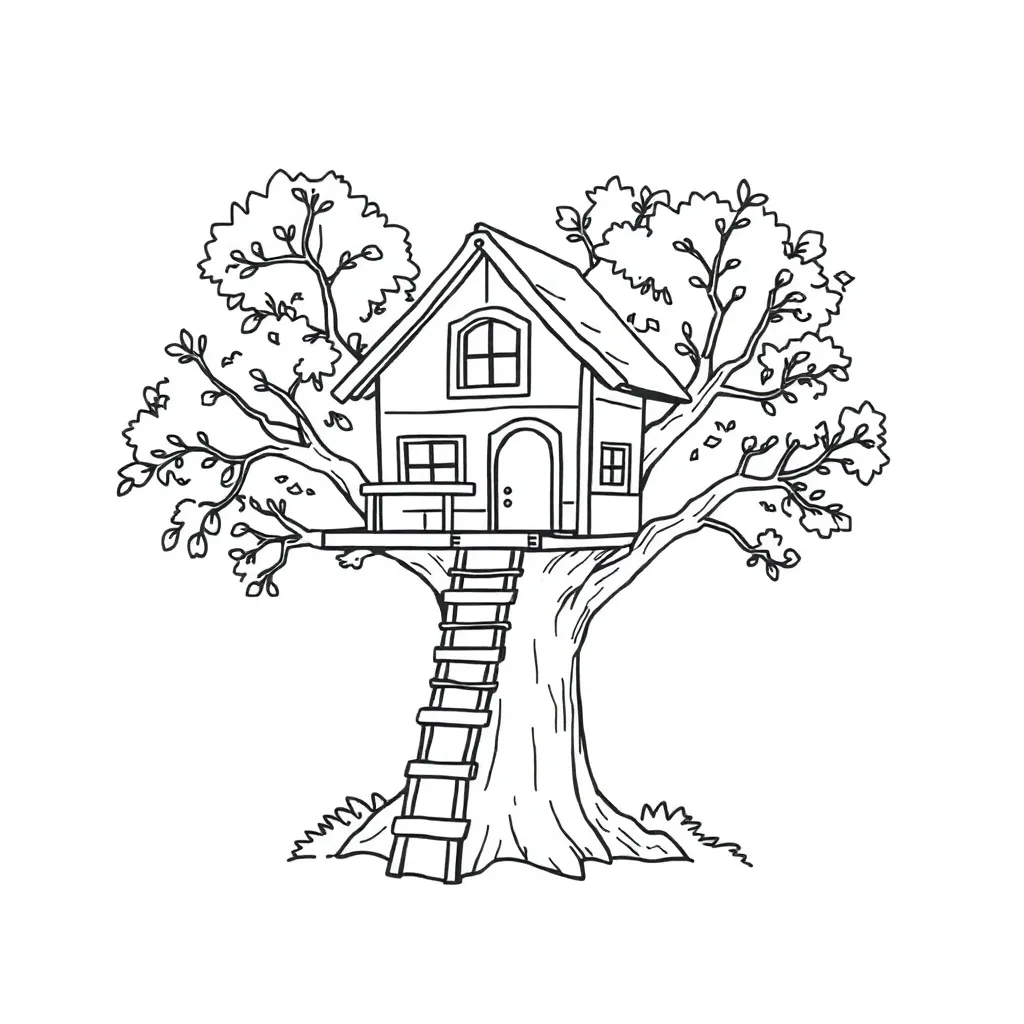 Treehouse coloring page