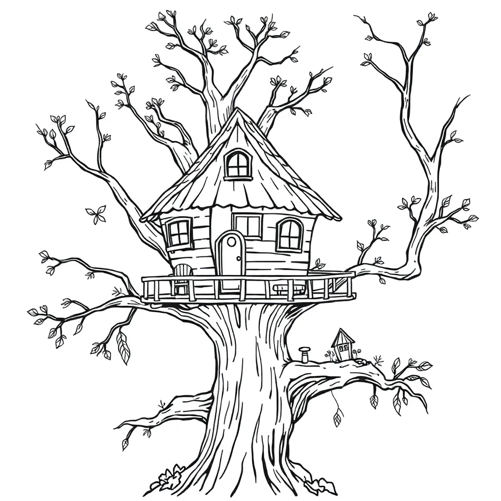 Treehouse coloring page