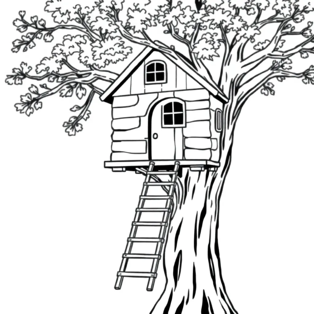 Treehouse coloring page