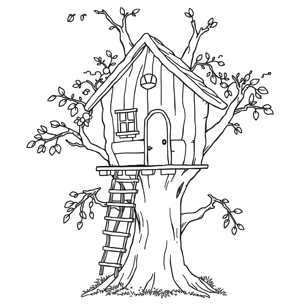 Treehouse coloring page