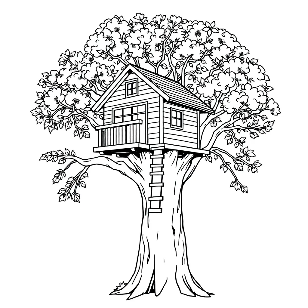 Treehouse coloring page