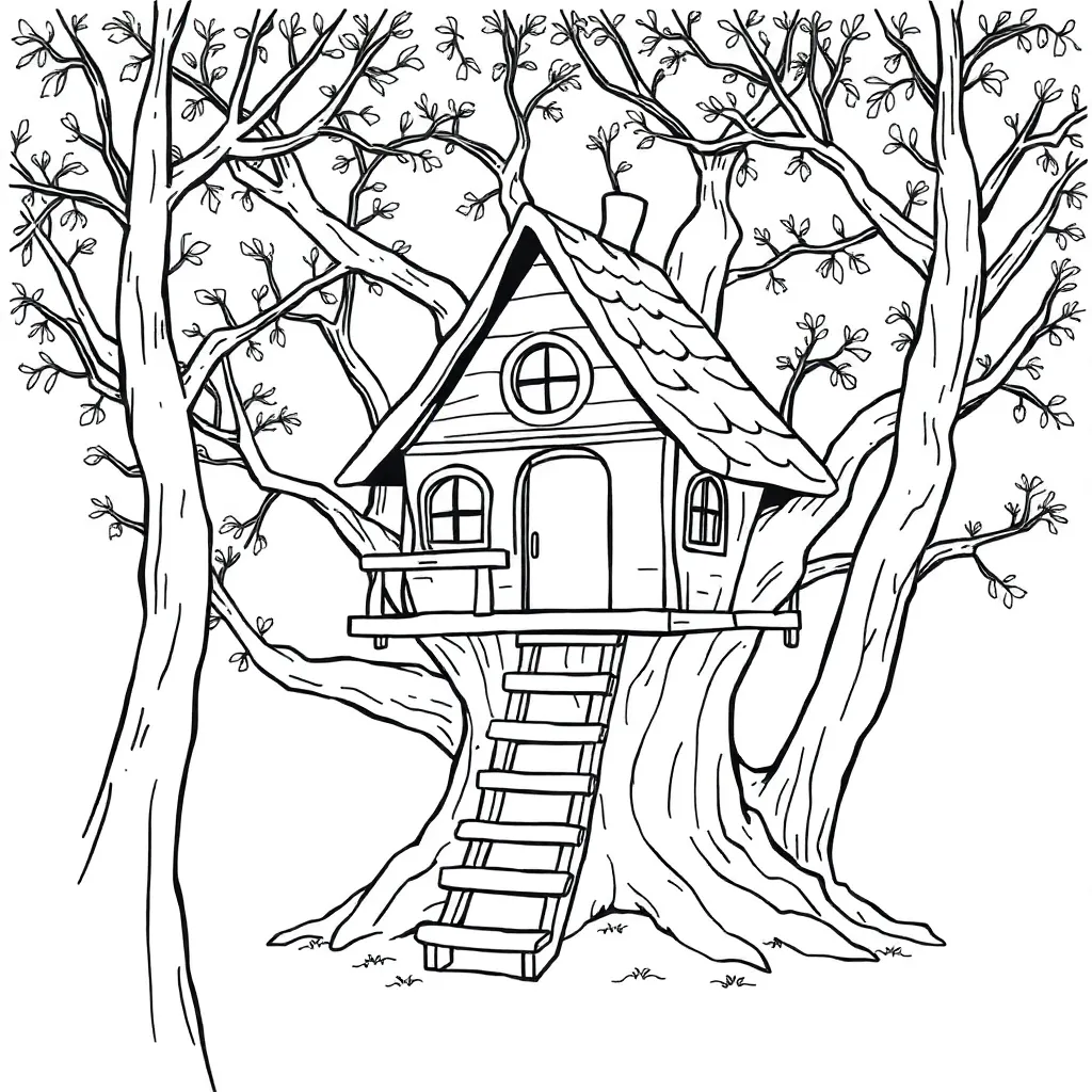 Treehouse coloring page