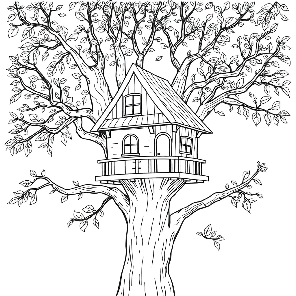 Treehouse coloring page