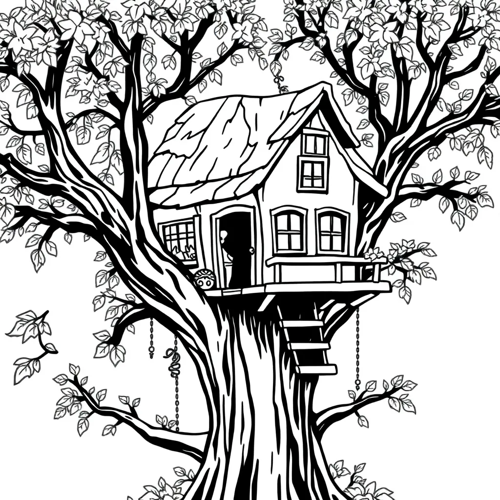 Treehouse coloring page