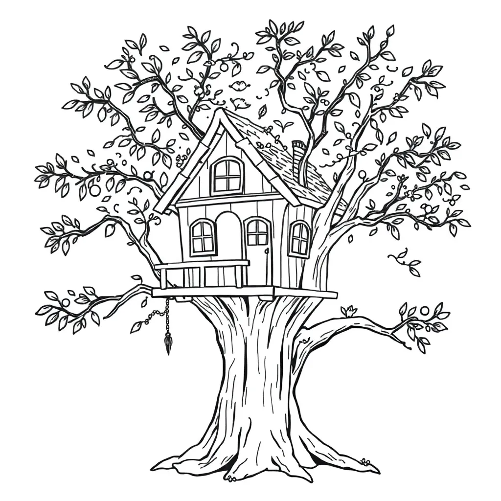 Treehouse coloring page