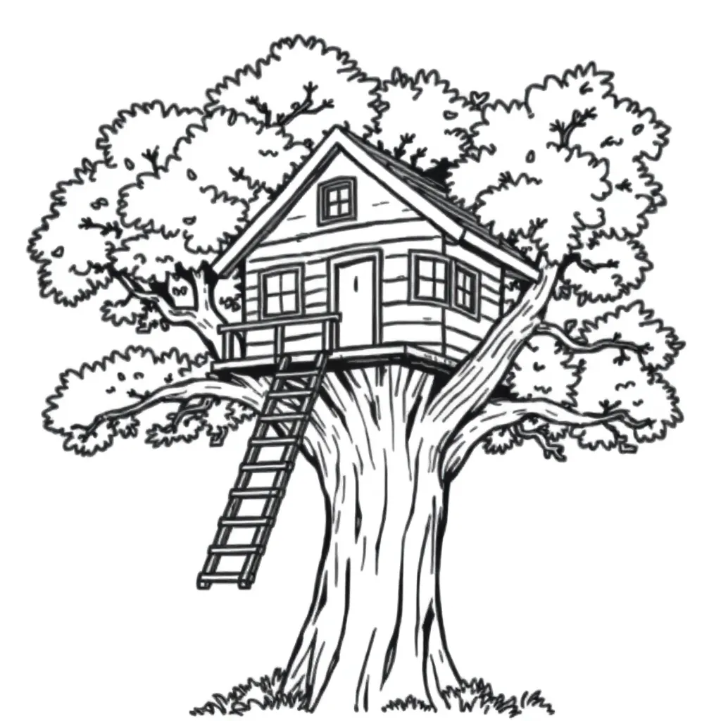 Treehouse coloring page