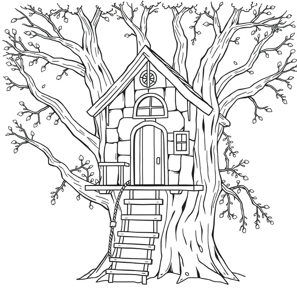 Treehouse coloring page