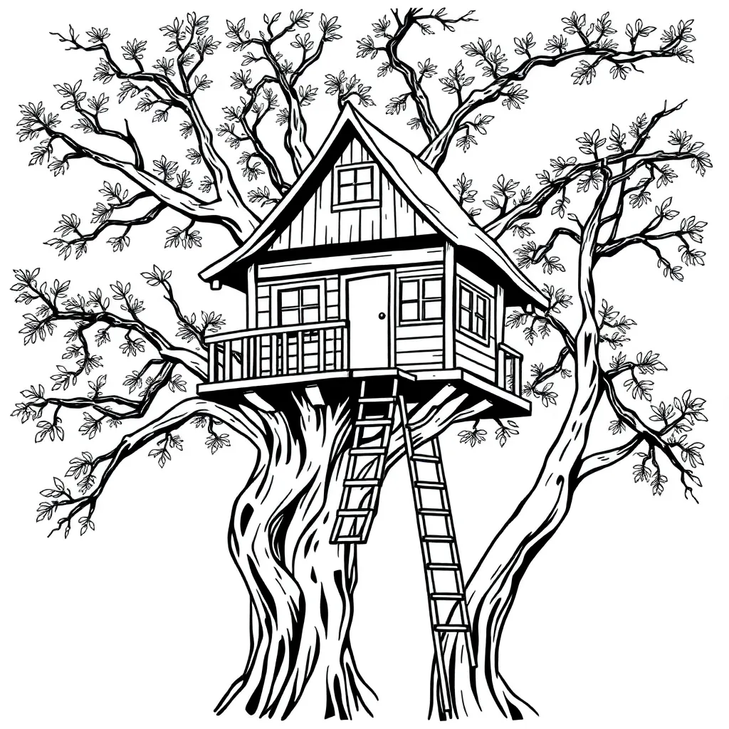 Treehouse coloring page
