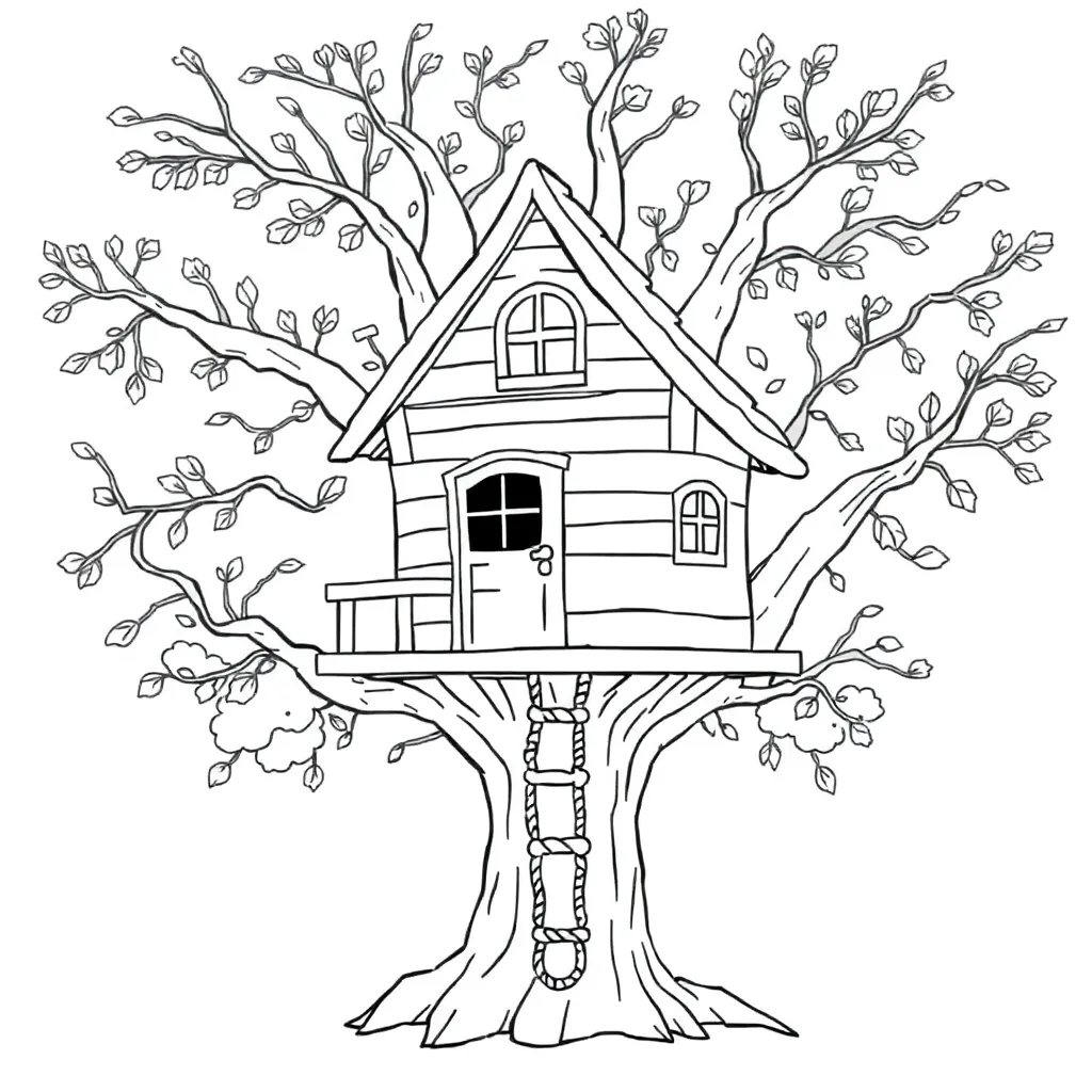Treehouse coloring page