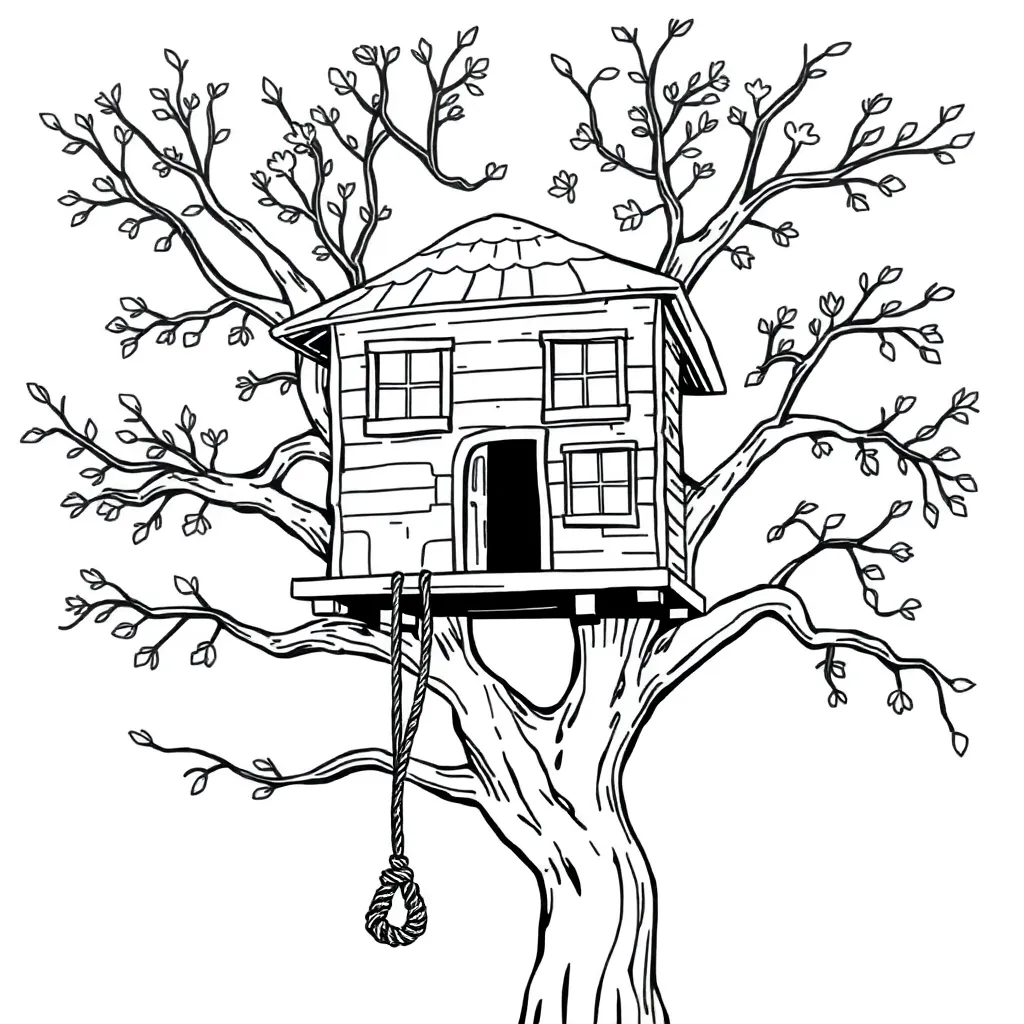 Treehouse coloring page