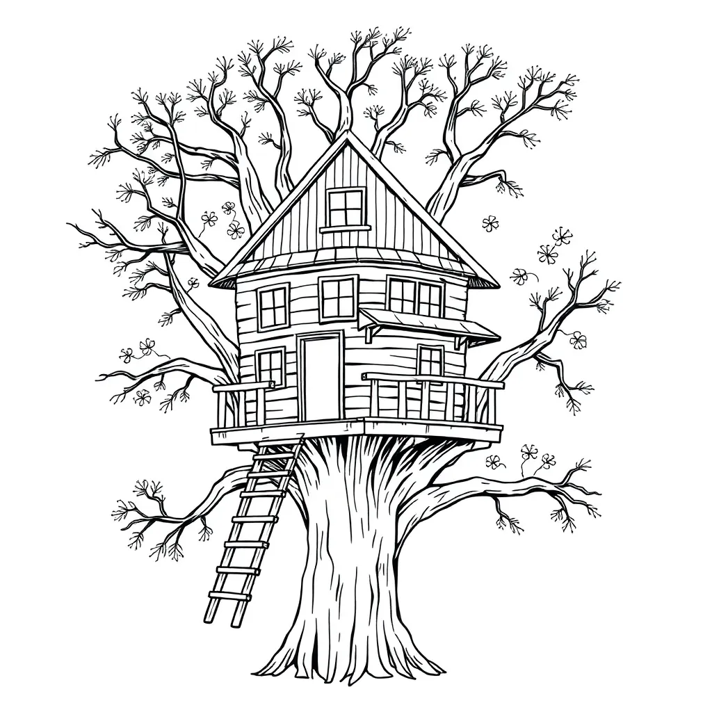 Treehouse coloring page