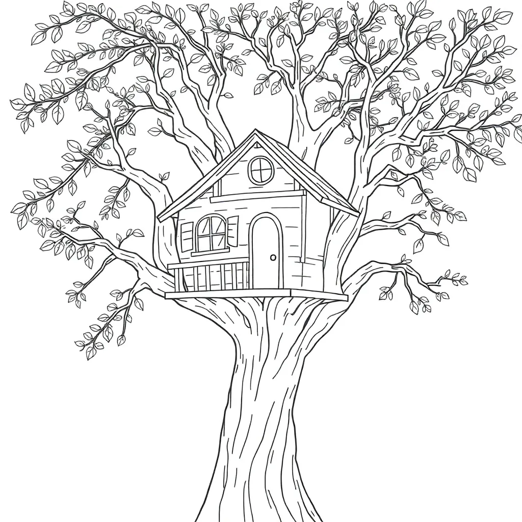 Treehouse coloring page