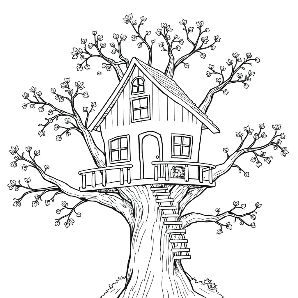 Treehouse coloring page