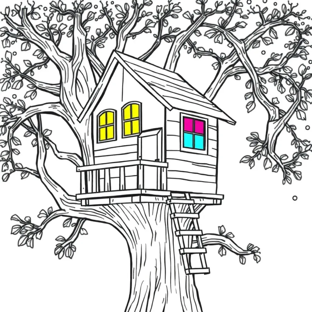 Treehouse coloring page