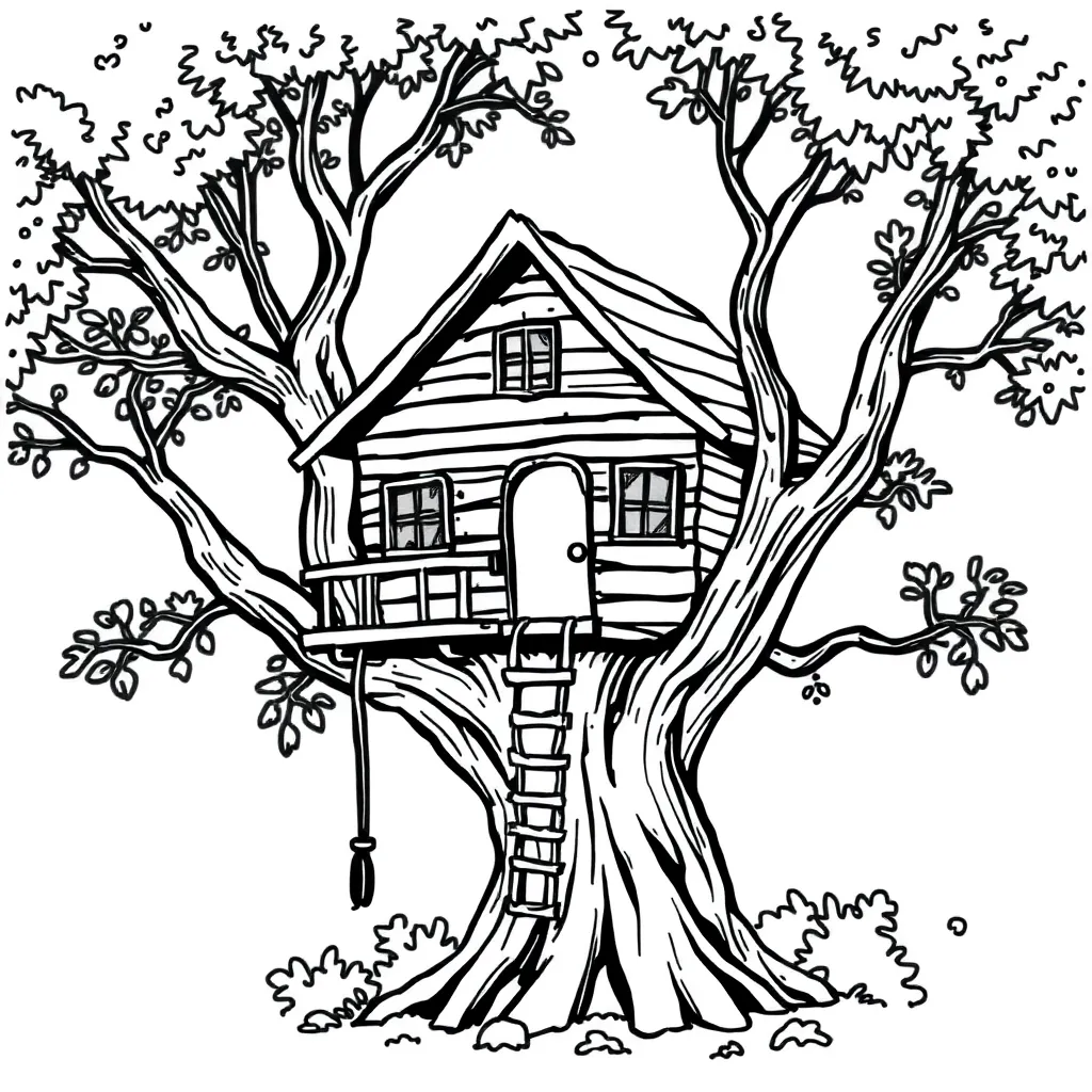 Treehouse coloring page