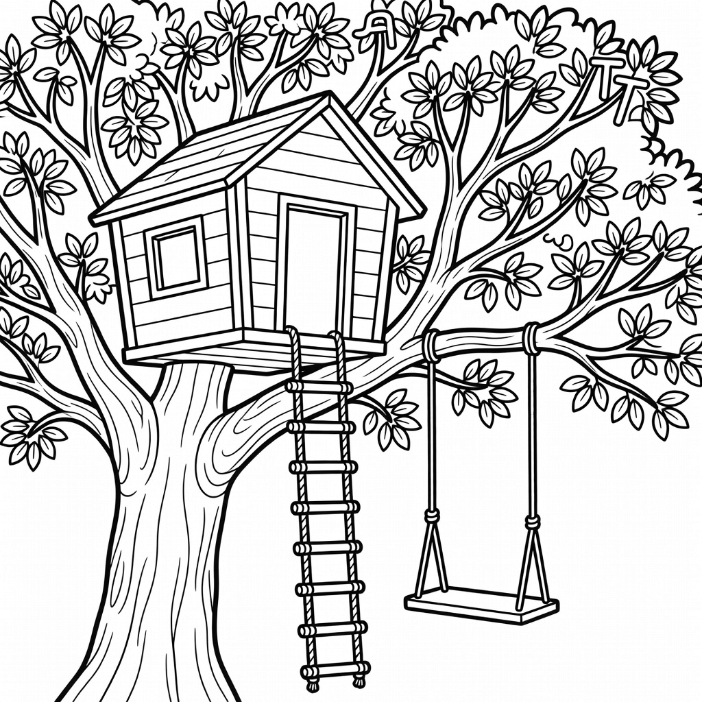 Treehouse coloring page