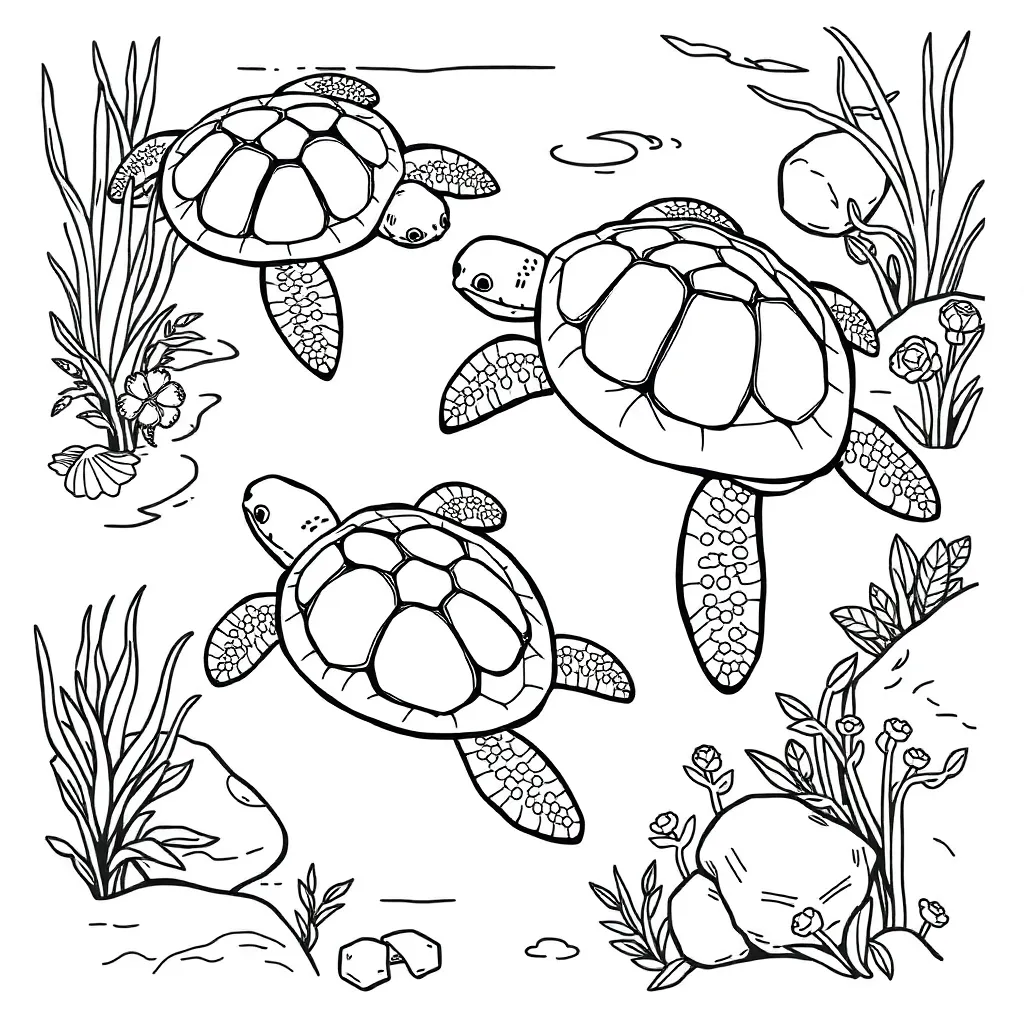Turtles coloring page